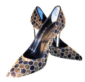 Italian Swarovski High Heel Shoes Size 38
