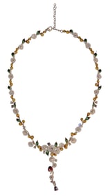 Italian Enamel/Mother of Pearl Over Sterling necklace