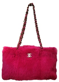Vintage Chanel Pink Fur Shoulder Bag