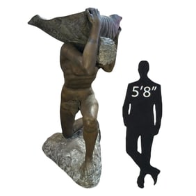 Monumental 50s Bronze Hercules Water Fountain Statue