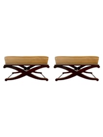 Pair of Sam Moore Leather Ottomans
