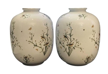 Pair of Rosenthal German Porcelain Ovoid Vases