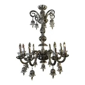 Baccarat Style 8 Light Platinum Overlay Chandelier