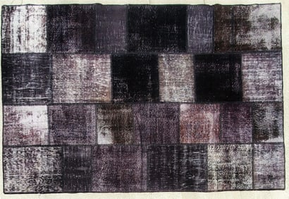 Hand Made Shaved and Wool Rug - Black