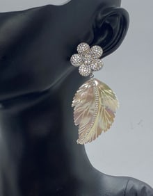 Pair of Italian mother or Pearl and Sworovski Earrings