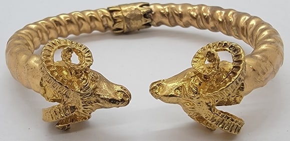 Italian 24k Plate Rams Head Bangle