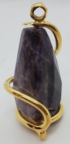 Italian Large Amethyst 24kt Gold PLT Pendant