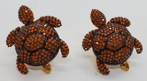 Italian hand Made Turtle Sworoski Crystal Earrings