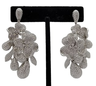 Italian hand Made Sterling Floral Earrings