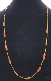 Coral 24k Plate Over Silver Necklace