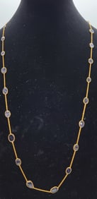 Amethyst With 24k Plate Over Silver Necklace