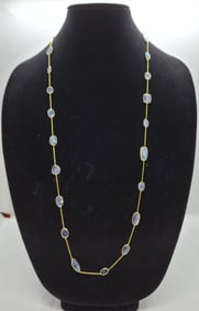 Blue Topaz 24kPlate Sterling Necklace