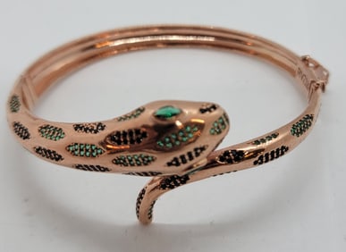 24k Gold Plate Over Sterling Sworovski Crystals Snake