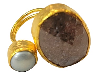 24k Gold Plate Sterling Ring Amethyst stone