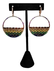 Sterling Rectangular Earrings 24k Plate Swarovski Crystals