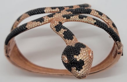 Italian Snake Bracelet 24kplate Over Sterling Swarovski Crystals