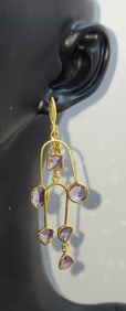 Pair of Amethyst Gold Plate earrings