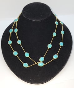 24kPlate Italian Turquoise Necklace