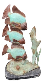 Bronze Patinaed Tall Fish statue