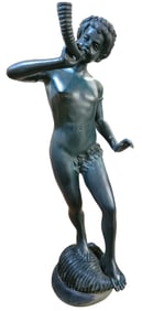 Bronze Fountain Figure Young Boy With Horn