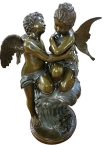 Greek Cupids Bronze Statue Rare