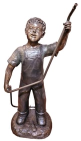 42H Bronze Scuplure Fountain Boy
