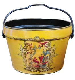 1960s Metal English Hand Painted Bucket