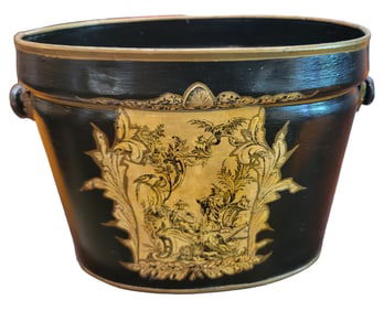 1960s Metal English Hand Painted Bucket