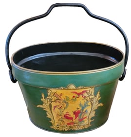 1960s Metal English Hand Painted Bucket