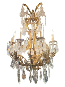 19th Century French Ormolu Gold Bronze Chandelier With Crystals