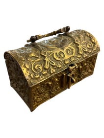 Early 20th Century Ornate Brass Jewelry Box