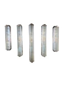 Set of 5 Original Art Nouveau Chrome Cut Glass Sconces