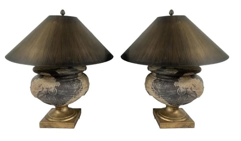 Pair of Ceramic Earthy Table Lamps
