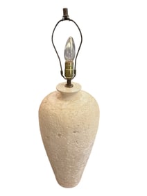Postmodern Ivory Textured Pottery Ceramic Plaster Small Table Lamp