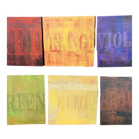 Late 20th Century Minimalist Word Art Oil Paintings - Set of 6