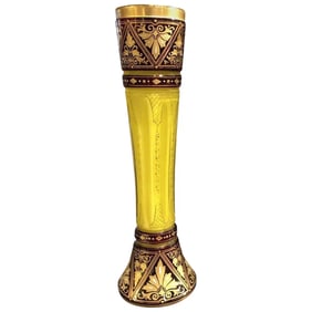 Bahamian Cut and Enameled Vase, Late 19th Century