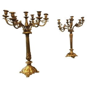 Pair of 7 Light Bronze Candelabras