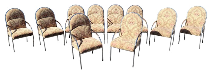 Set of Ten Chrome 70s Pierre Cardin Chairs