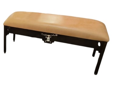 Iron and Leather Bench With Cut Out Motifs