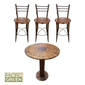 Set of Pacific Green Bar Stool/Dining Set With Chairs