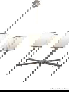 Arteriors Modern Silver Remington 5 Light Chandelier: Bring a sleek, architectural elegance to your space with the Arteriors Remington Chandelier. Designed with clean, contemporary lines, this statement fixture features five evenly spaced arms finished i