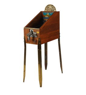 J.F Frantz Silver Dollar Coin Op Arcade Game: J.F Frantz Silver Dollar Coin Op Arcade Game Patent 1925. Measures approx 59h x 14.5w x 35d