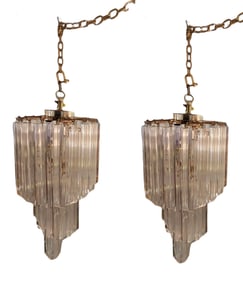 Mid Century Modern pair of Lucite Swirl Watefall design
