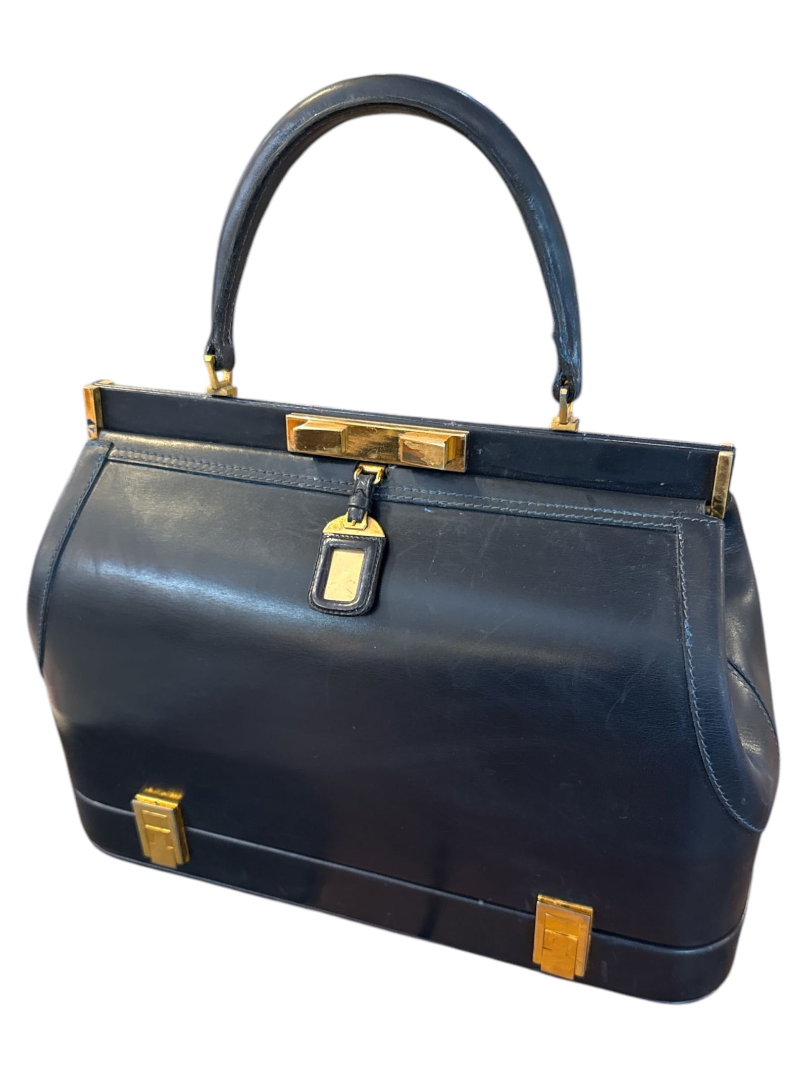 1950s Vintage French Double Compartment Handbag by Lederer (1 of 7)