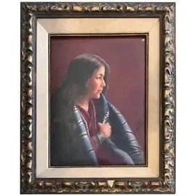 Native American Antique Handmade Porcelain Plaque of