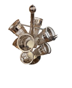 1990s Chrome Wire Basket Champagne Holders on Stand