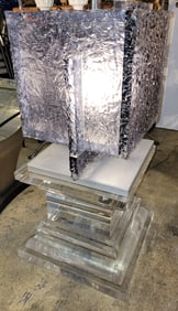 Post Modern Italian Cubed Iced Lucite Table Lamp