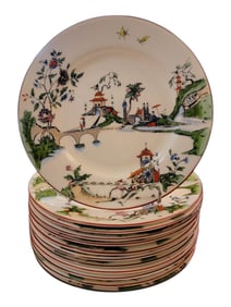 Royal Worcester England Chinoiserie Dinner Plates Set of 12