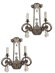 Pair of Manner of Niermann Weeks Rinaldi Rock Crystal Sconces