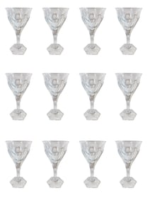 Set of 12 Vintage Moser Style Crystal Glasses